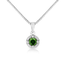 Load image into Gallery viewer, .925 Sterling Silver 3/4 Cttw Treated Blue Diamond Solitaire 18" Milgrain Pendant Necklace (Blue Color, I1-I2 Clarity)