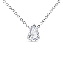将图片加载到图库查看器,14K White Gold 1/2 Cttw Lab Grown Pear Shape Solitaire Diamond Pendent 18" Necklace (F-G Color, VS2-SI1 Clarity)