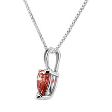 将图片加载到图库查看器,IGI Certified 14K White Gold Martini Set 1.00 Cttw Lab Grown Pink Heart Diamond Solitaire 18" Pendant Necklace (Pink Color, SI2 Clarity)