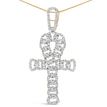 Load image into Gallery viewer, 10K Yellow Gold 1.00 Cttw Ankh Cross Pendant (H-I Color, SI1-SI2 Clarity) -18" Inches