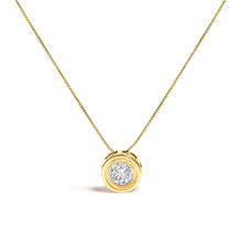 Load image into Gallery viewer, 14K Yellow Gold 1 3/8 Cttw Bezel Set Round Diamond Solitaire Pendant Necklace