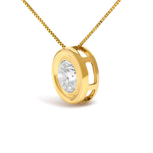 Load image into Gallery viewer, 14K Yellow Gold 1 3/8 Cttw Bezel Set Round Diamond Solitaire Pendant Necklace