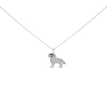 Load image into Gallery viewer, .925 Sterling Silver 1/3 Cttw White and Black Diamond Labrador Retriever Dog Pendant Necklace (I-J Color, I2-I3 Clarity) - 18" Inches