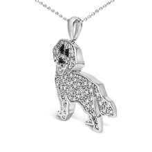 Load image into Gallery viewer, .925 Sterling Silver 1/3 Cttw White and Black Diamond Labrador Retriever Dog Pendant Necklace (I-J Color, I2-I3 Clarity) - 18" Inches