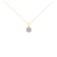 Load image into Gallery viewer, 14K Yellow Gold 1.00 Cttw Brilliant Round-Cut Diamond 7 Stone Floral Cluster 18" Pendant Necklace (H-I Color, SI2-I1 Clarity)
