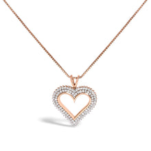 Load image into Gallery viewer, .925 Sterling Silver 1.00 Cttw Diamond Heart 18" Pendant Necklace (I-J Color, I2-I3 Clarity)
