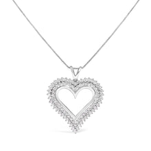 Load image into Gallery viewer, .925 Sterling Silver 1.00 Cttw Diamond Heart 18" Pendant Necklace (I-J Color, I2-I3 Clarity)