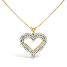 Load image into Gallery viewer, .925 Sterling Silver 1.00 Cttw Diamond Heart 18" Pendant Necklace (I-J Color, I2-I3 Clarity)