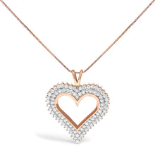 Load image into Gallery viewer, .925 Sterling Silver 1.00 Cttw Diamond Heart 18" Pendant Necklace (I-J Color, I2-I3 Clarity)