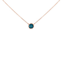 Load image into Gallery viewer, 14K Rose Gold 2.0 Cttw Bezel Set Blue Diamond Solitaire Pendant Necklace - 18" Inches