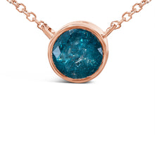 Load image into Gallery viewer, 14K Rose Gold 2.0 Cttw Bezel Set Blue Diamond Solitaire Pendant Necklace - 18" Inches