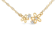 Load image into Gallery viewer, 14K Yellow Gold Plated Sterling Silver Diamond Accent Floral Pendant Necklace