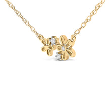 Load image into Gallery viewer, 14K Yellow Gold Plated Sterling Silver Diamond Accent Floral Pendant Necklace