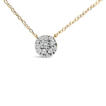 将图片加载到图库查看器,14K Yellow Gold Plated Sterling Silver 3/8 Cttw Diamond Cluster Pendant Necklace