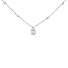 将图片加载到图库查看器,Sterling Silver 1.00 Cttw Lab Grown Diamond Oval Halo Pendant Bezel Station Necklace