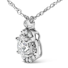 将图片加载到图库查看器,Sterling Silver 1.00 Cttw Lab Grown Diamond Oval Halo Pendant Bezel Station Necklace