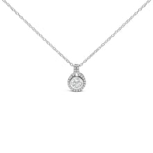 Load image into Gallery viewer, Sterling Silver 3/4 Cttw Lab Grown Diamond Halo Pendant Necklace