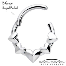 Load image into Gallery viewer, 16G 5/16 3D Hearts Hinged Segment Ring