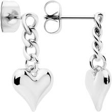 将图片加载到图库查看器,Chain Dangle Heart Stud Earrings