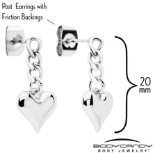 将图片加载到图库查看器,Chain Dangle Heart Stud Earrings