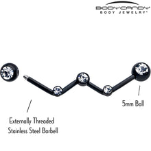Load image into Gallery viewer, 14G Clear Gem Black Constellation Style Project Bar 32mm