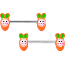 将图片加载到图库查看器,14G 9/16 Surprise Carrot Easter Bunny Barbell Nipple Ring Set