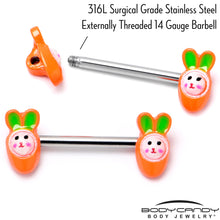 将图片加载到图库查看器,14G 9/16 Surprise Carrot Easter Bunny Barbell Nipple Ring Set