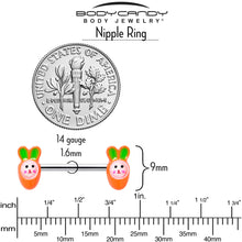 将图片加载到图库查看器,14G 9/16 Surprise Carrot Easter Bunny Barbell Nipple Ring Set