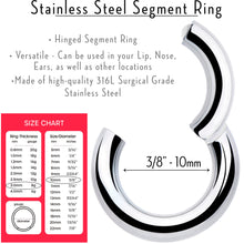 将图片加载到图库查看器,8G 3/8 316L Surgical Steel Precision Hinged Segment Hoop