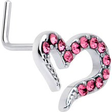 将图片加载到图库查看器,20G 7mm Pink Gem Stylized Heart L Shape Nose Ring