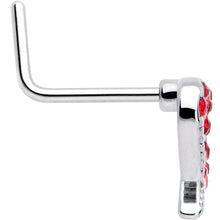 Load image into Gallery viewer, 20G 7mm Red Gem Stylized Heart L Shape Nose Ring