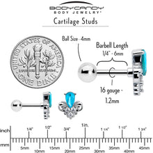 Load image into Gallery viewer, 16G 1/4 Blue Gem Style Simplicity Cartilage Tragus Earring