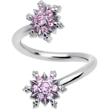 将图片加载到图库查看器,Pink CZ Gem Glam Snowflake Spiral Twister Belly Ring