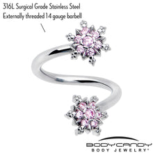 将图片加载到图库查看器,Pink CZ Gem Glam Snowflake Spiral Twister Belly Ring