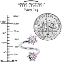 将图片加载到图库查看器,Pink CZ Gem Glam Snowflake Spiral Twister Belly Ring