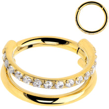将图片加载到图库查看器,Titanium Double Hoop Hinged Segment Ring Micro Gem -16G 5/16