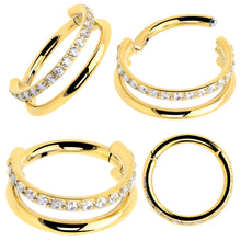 将图片加载到图库查看器,Titanium Double Hoop Hinged Segment Ring Micro Gem -16G 5/16