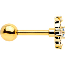 Load image into Gallery viewer, 16G 1/4 Blue CZ Gem Gold Tone Flower Ring Cartilage Tragus Earring