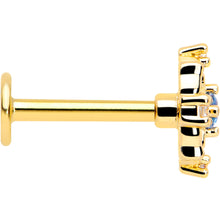 Load image into Gallery viewer, 16G 5/16 Blue CZ Gem Gold Tone Flower Ring Labret Monroe Tragus