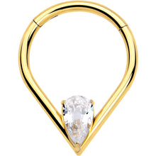 将图片加载到图库查看器,16G CZ Stainless Steel Hinged Segment Ring with Gem Teardrop