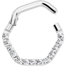将图片加载到图库查看器,16G 5/16 Clear CZ Gem Hexagon Shape Hinged Segment Ring