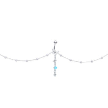 Load image into Gallery viewer, Clear CZ Gem Double Butterfly Faux Pearl Dangle Belly Chain Belly Ring