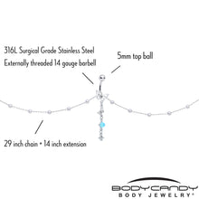 Load image into Gallery viewer, Clear CZ Gem Double Butterfly Faux Pearl Dangle Belly Chain Belly Ring