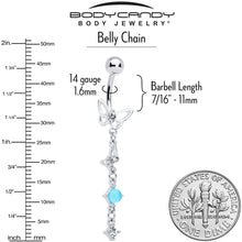 Load image into Gallery viewer, Clear CZ Gem Double Butterfly Faux Pearl Dangle Belly Chain Belly Ring
