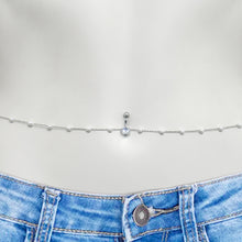 Load image into Gallery viewer, Clear CZ Gem Simple Elegance Faux Pearl Belly Ring Belly Chain