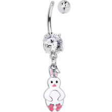 将图片加载到图库查看器,Clear Gem Bunny White Rabbit Dangle Belly Ring
