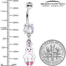 将图片加载到图库查看器,Clear Gem Bunny White Rabbit Dangle Belly Ring