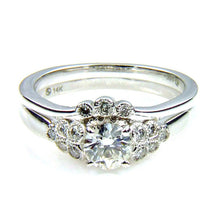 Load image into Gallery viewer, .90ct Antique Style Engagement Ring Set 14KT White Gold
