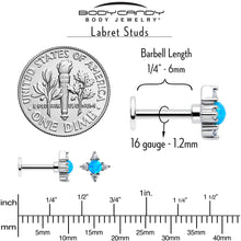 Load image into Gallery viewer, 16G 1/4 Blue Synthetic Opal Rhombus Star Flatback Stud
