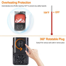 Load image into Gallery viewer, 800w Plug-In Space Heater Wall Outlet with 360° Rotatable Plug